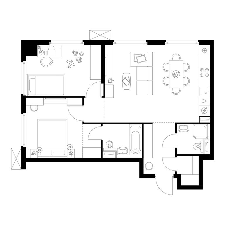 2-BD Apartment Sale, 61.92 sq. m. at Businovskiy Park, Izhorskaya Street, 6с5, Moscow, Russia #1