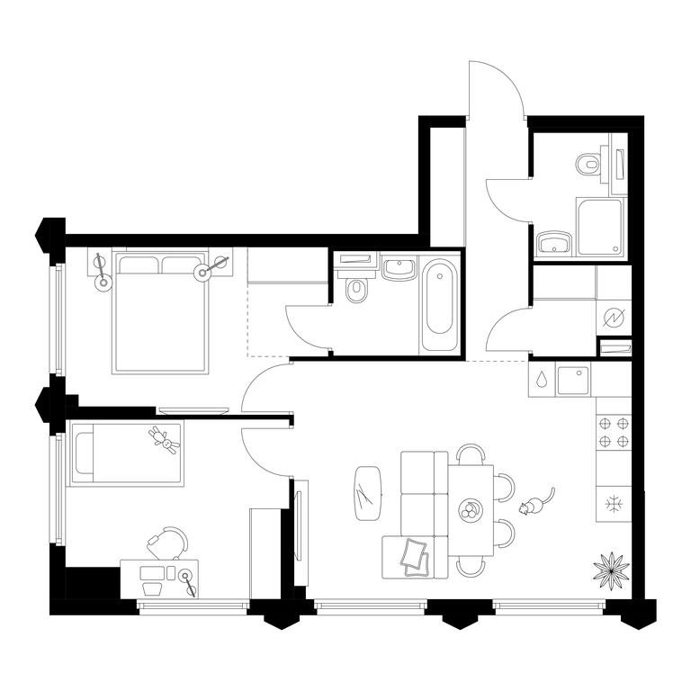 2-BD Apartment Sale, 58.9 sq. m. at Businovskiy Park, Izhorskaya Street, 6с5, Moscow, Russia #1