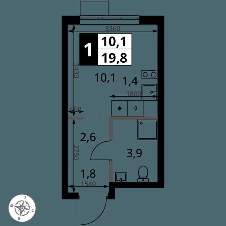 Apartment Sale, 19.8平方米 at 1 Yasenevskij, Kvartal № 24, Mosrentgen Settlement, Moscow, Russia #1 Apartment Sale, 19.8平方米 at 1 Yasenevskij, Kvartal № 24, Mosrentgen Settlement, Moscow, Russia #1