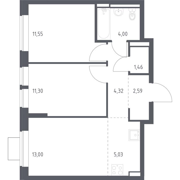 1-BD Apartment Sale, 53.25 sq. m. at Bogdanovskiy Les, derevnya Bogdanikha, Leninskiy City District, Moscow Region, Russia #1 1-BD Apartment Sale, 53.25 sq. m. at Bogdanovskiy Les, derevnya Bogdanikha, Leninskiy City District, Moscow Region, Russia #1