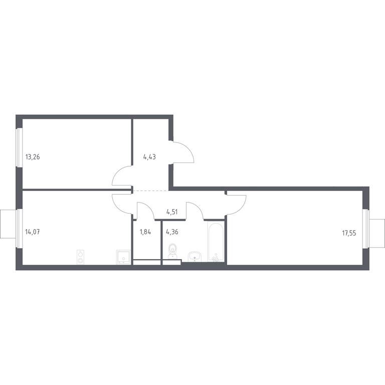2-BD Apartment Sale, 80.07 sq. m. at Gorki Park, Shkolnaya ulitsa, 2, derevnya Korobovo, Leninskiy City District, Moscow Region, Russia #1