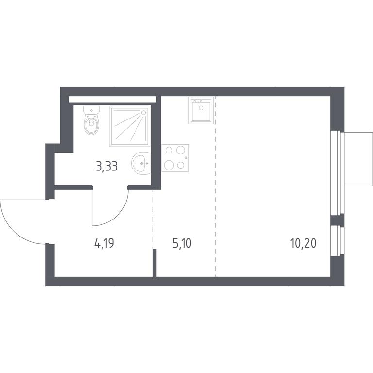 Apartment Sale, 22.82 sq. m. at Gorki Park, Shkolnaya ulitsa, 2, derevnya Korobovo, Leninskiy City District, Moscow Region, Russia #1