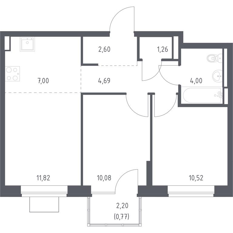1-BD Apartment Sale, 52.74 sq. m. at Bogdanovskiy Les, derevnya Bogdanikha, Leninskiy City District, Moscow Region, Russia #1 1-BD Apartment Sale, 52.74 sq. m. at Bogdanovskiy Les, derevnya Bogdanikha, Leninskiy City District, Moscow Region, Russia #1