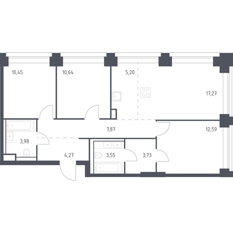 2-BD Apartment Sale, 79.55 sq. m. at Nova, Bratyev Fonchenko Street, вл21, Moscow, Russia #1 2-BD Apartment Sale, 79.55 sq. m. at Nova, Bratyev Fonchenko Street, вл21, Moscow, Russia #1