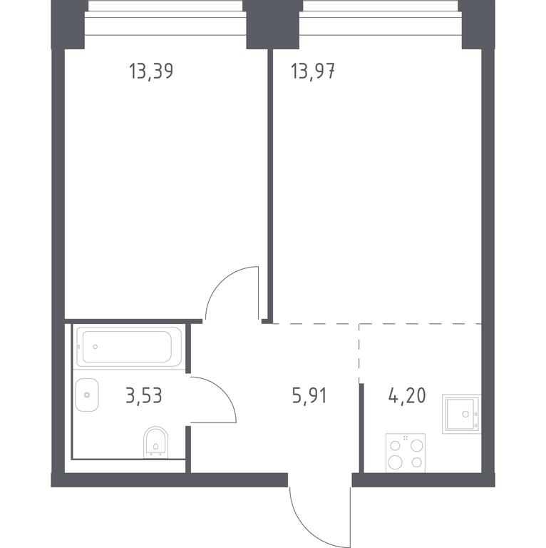 Apartment Sale, 41平方米 at Nova, Bratyev Fonchenko Street, вл21, Moscow, Russia #1