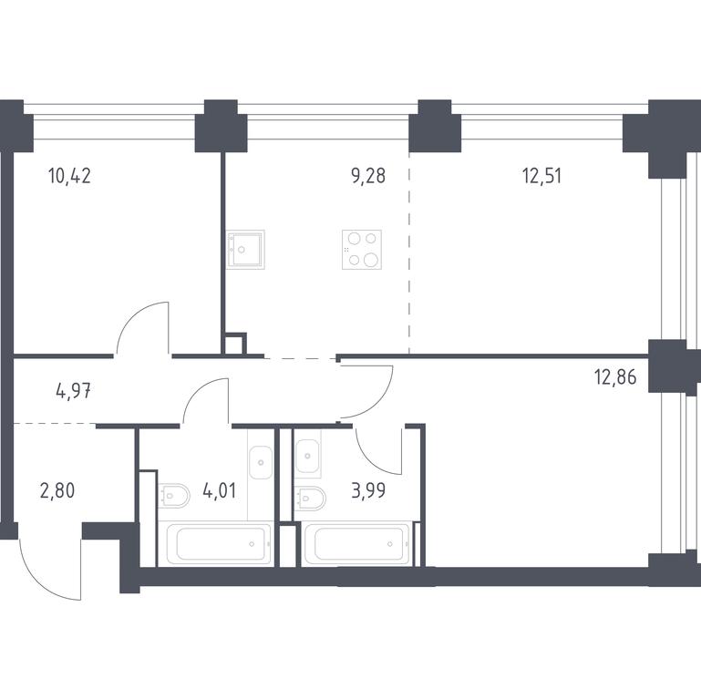 1-BD Apartment Sale, 60.84平方米 at Nova, Bratyev Fonchenko Street, вл21, Moscow, Russia #1 1-BD Apartment Sale, 60.84平方米 at Nova, Bratyev Fonchenko Street, вл21, Moscow, Russia #1
