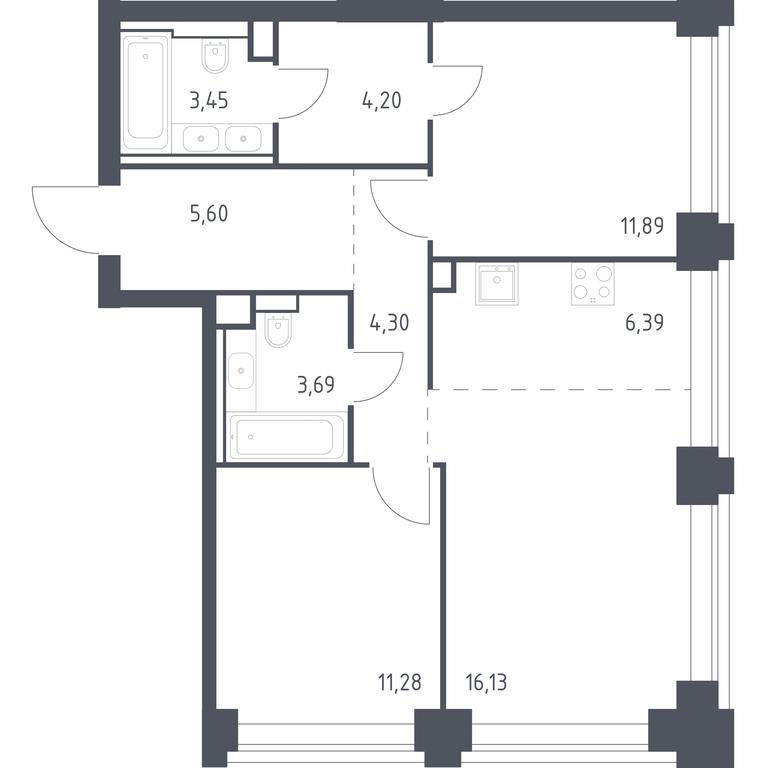 1-BD Apartment Sale, 66.93 sq. m. at Nova, Bratyev Fonchenko Street, вл21, Moscow, Russia #1 1-BD Apartment Sale, 66.93 sq. m. at Nova, Bratyev Fonchenko Street, вл21, Moscow, Russia #1