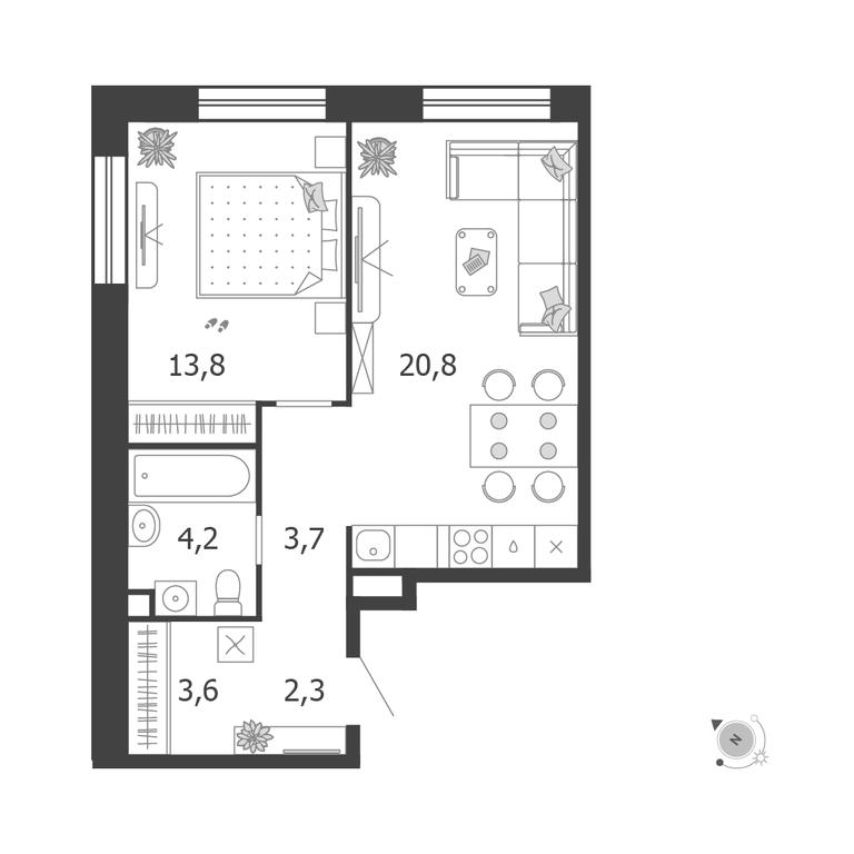 1-BD Apartment Sale, 48.4平方米 at Shagal, Автозаводская улица, 23, Москва, Россия #1 1-BD Apartment Sale, 48.4平方米 at Shagal, Автозаводская улица, 23, Москва, Россия #1