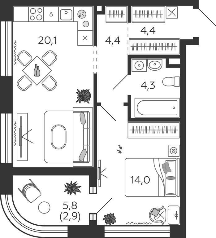 1-BD Apartment Sale, 50.1平方米 at Shagal, Автозаводская улица, 23, Москва, Россия #1 1-BD Apartment Sale, 50.1平方米 at Shagal, Автозаводская улица, 23, Москва, Россия #1