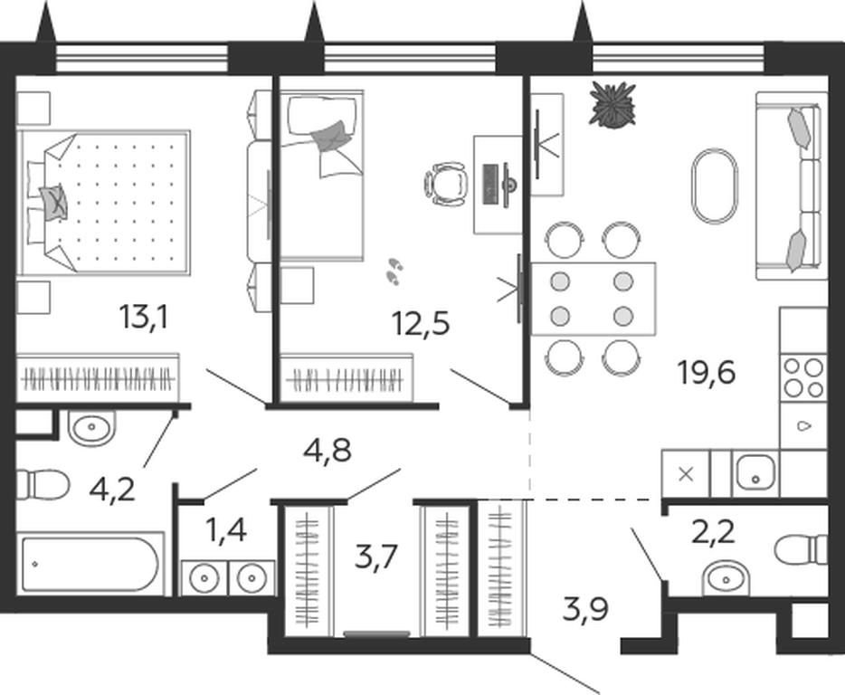 2-BD Apartment Sale, 65.4 sq. m. at Shagal, Автозаводская улица, 23, Москва, Россия #1