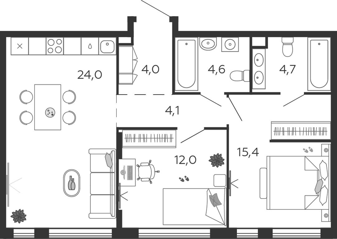 2-BD Apartment Sale, 68.8 sq. m. at Shagal, Автозаводская улица, 23, Москва, Россия #1 2-BD Apartment Sale, 68.8 sq. m. at Shagal, Автозаводская улица, 23, Москва, Россия #1