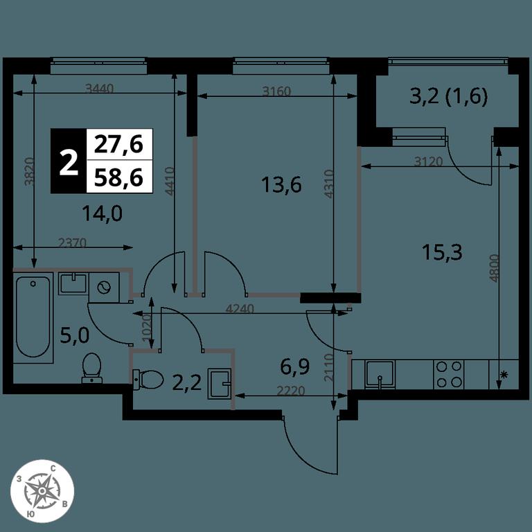 2-BD Apartment Sale, 58.6 sq. m. at 1 Izmajlovskij, Montazhnaya Street, 8с13, Moscow, Russia #2 2-BD Apartment Sale, 58.6 sq. m. at 1 Izmajlovskij, Montazhnaya Street, 8с13, Moscow, Russia #2