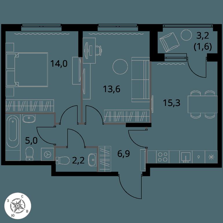 2-BD Apartment Sale, 58.6 sq. m. at 1 Izmajlovskij, Montazhnaya Street, 8с13, Moscow, Russia #1 2-BD Apartment Sale, 58.6 sq. m. at 1 Izmajlovskij, Montazhnaya Street, 8с13, Moscow, Russia #1