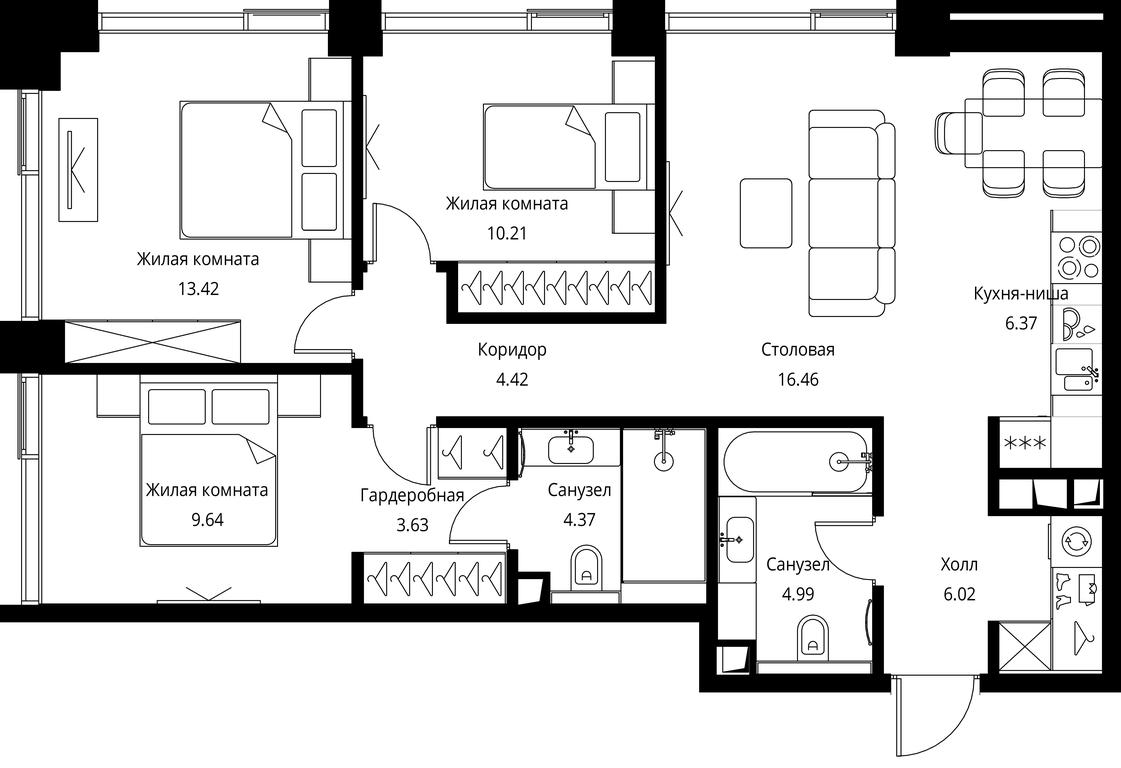 3-BD Apartment Sale, 79.53平方米 at City Bay, Volokolamskoye Highway, 95с3, Moscow, Russia #1 3-BD Apartment Sale, 79.53平方米 at City Bay, Volokolamskoye Highway, 95с3, Moscow, Russia #1