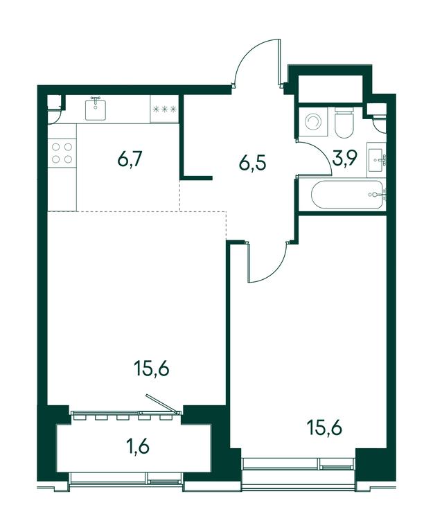 1-BD Apartment Sale, 49.9平方米 at Primavera, Volokolamskoye Highway, вл67, Moscow, Russia #1