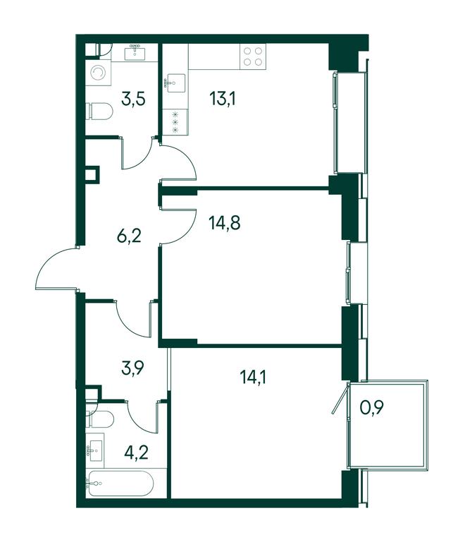 2-BD Apartment Sale, 60.8 sq. m. at Primavera, Volokolamskoye Highway, вл67, Moscow, Russia #1