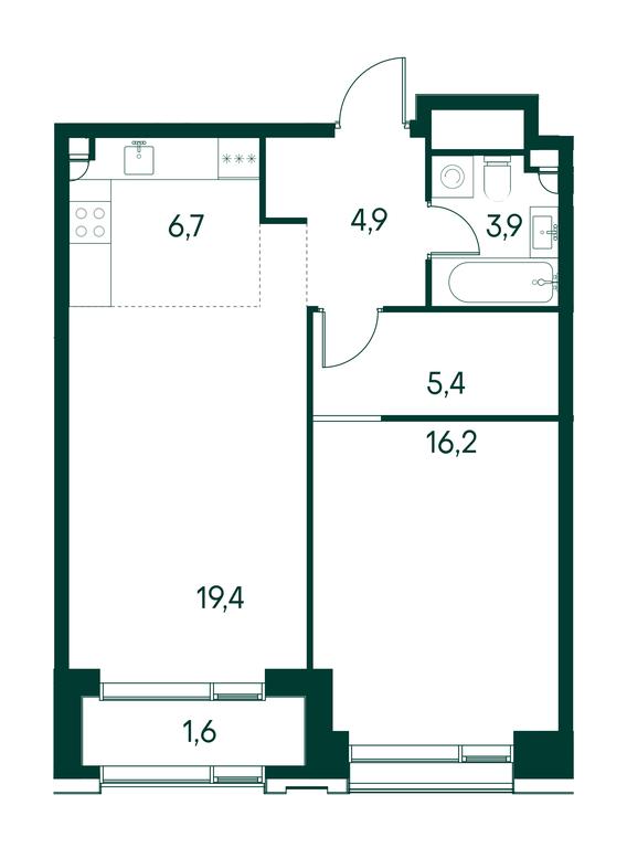 1-BD Apartment Sale, 57.9平方米 at Primavera, Volokolamskoye Highway, вл67, Moscow, Russia #1