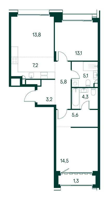 2-BD Apartment Sale, 73.8 sq. m. at Primavera, Volokolamskoye Highway, вл67, Moscow, Russia #1