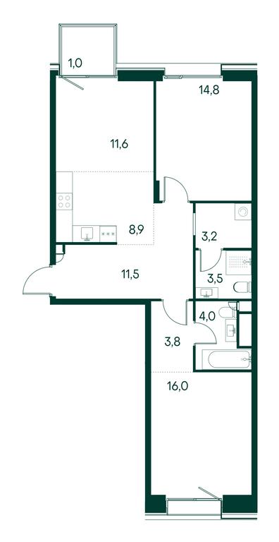 2-BD Apartment Sale, 78.4 sq. m. at Primavera, Volokolamskoye Highway, вл67, Moscow, Russia #1