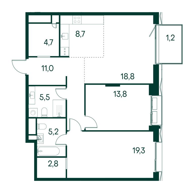 2-BD Apartment Sale, 91 sq. m. at Primavera, Volokolamskoye Highway, вл67, Moscow, Russia #1 2-BD Apartment Sale, 91 sq. m. at Primavera, Volokolamskoye Highway, вл67, Moscow, Russia #1