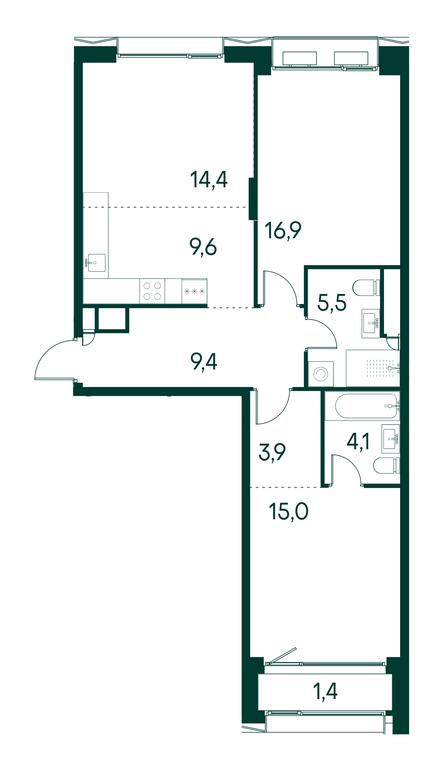 2-BD Apartment Sale, 80.2平方米 at Primavera, Volokolamskoye Highway, вл67, Moscow, Russia #1
