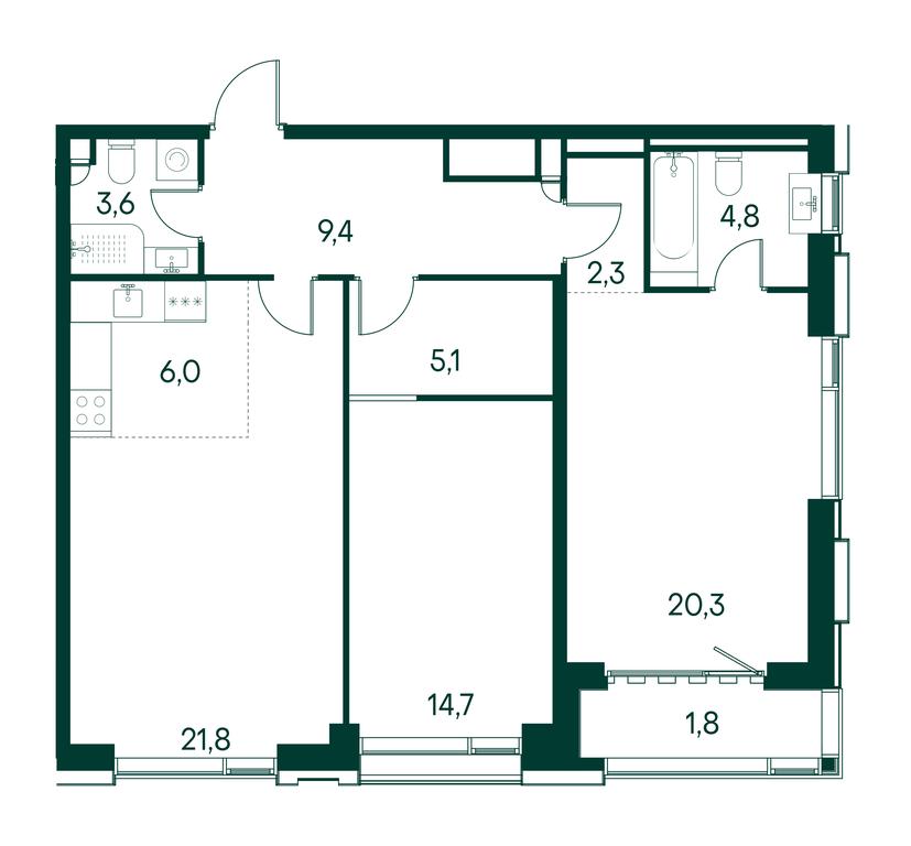 2-BD Apartment Sale, 90.1平方米 at Primavera, Volokolamskoye Highway, вл67, Moscow, Russia #1 2-BD Apartment Sale, 90.1平方米 at Primavera, Volokolamskoye Highway, вл67, Moscow, Russia #1