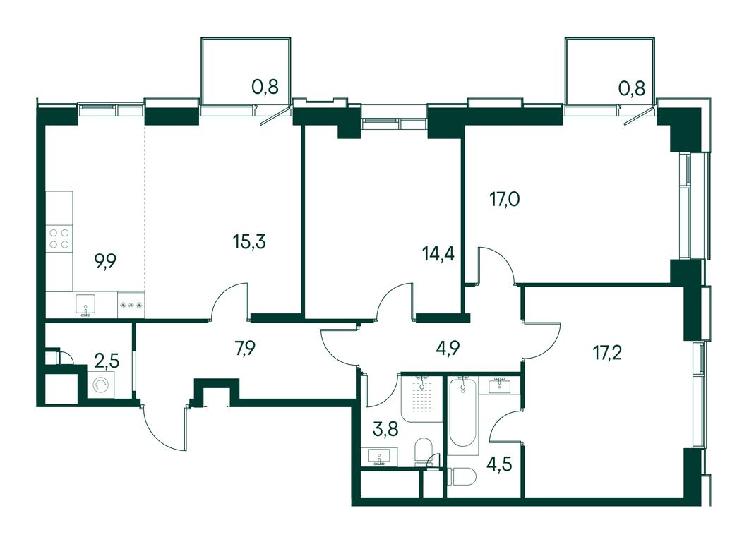 3-BD Apartment Sale, 99.1 sq. m. at Primavera, Volokolamskoye Highway, вл67, Moscow, Russia #1 3-BD Apartment Sale, 99.1 sq. m. at Primavera, Volokolamskoye Highway, вл67, Moscow, Russia #1