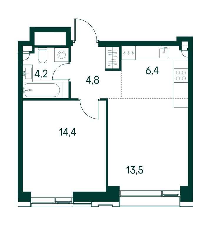 1-BD Apartment Sale, 43.3 sq. m. at Primavera, Volokolamskoye Highway, вл67, Moscow, Russia #1