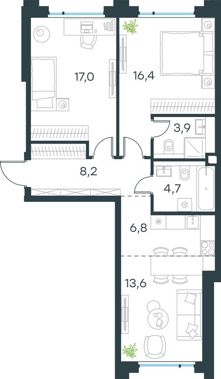 2-BD Apartment Sale, 70.6 sq. m. at Level Baumanskaya, Bolshaya Pochtovaya Street, 18, Moscow, Russia #1 2-BD Apartment Sale, 70.6 sq. m. at Level Baumanskaya, Bolshaya Pochtovaya Street, 18, Moscow, Russia #1