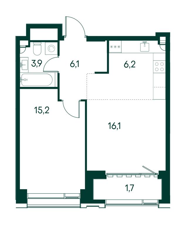 1-BD Apartment Sale, 49.1平方米 at Primavera, Volokolamskoye Highway, вл67, Moscow, Russia #1
