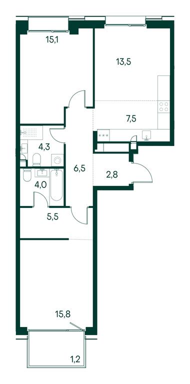 2-BD Apartment Sale, 76.1平方米 at Primavera, Volokolamskoye Highway, вл67, Moscow, Russia #1 2-BD Apartment Sale, 76.1平方米 at Primavera, Volokolamskoye Highway, вл67, Moscow, Russia #1