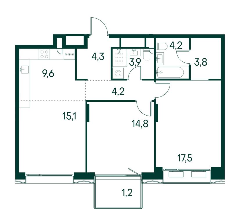 2-BD Apartment Sale, 78.6平方米 at Primavera, Volokolamskoye Highway, вл67, Moscow, Russia #1