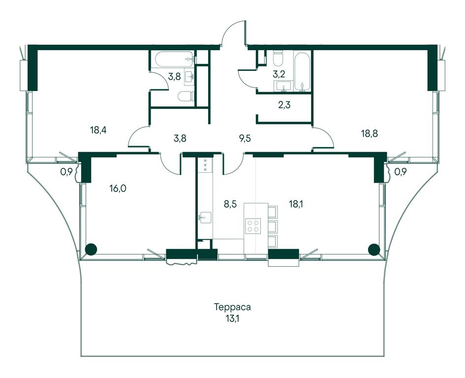 3-BD Apartment Sale, 117.6平方米 at Primavera, Volokolamskoye Highway, вл67, Moscow, Russia #1