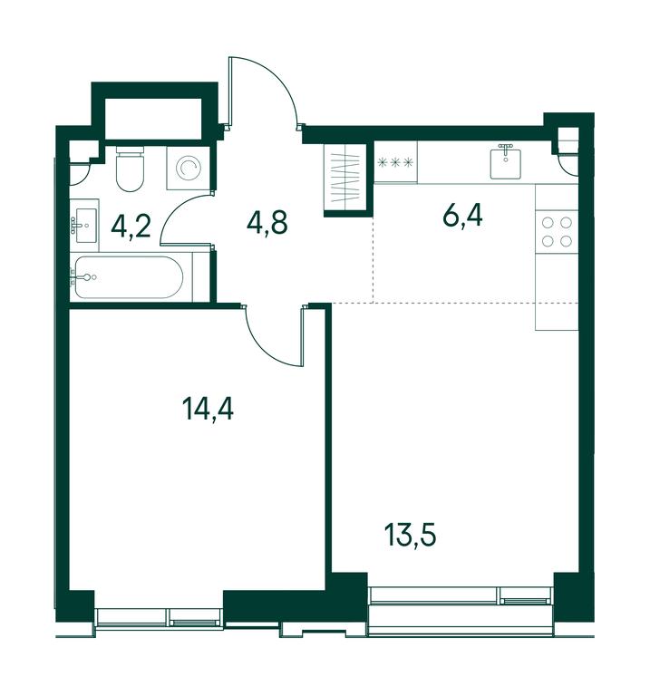 1-BD Apartment Sale, 43.3平方米 at Primavera, Volokolamskoye Highway, вл67, Moscow, Russia #1 1-BD Apartment Sale, 43.3平方米 at Primavera, Volokolamskoye Highway, вл67, Moscow, Russia #1