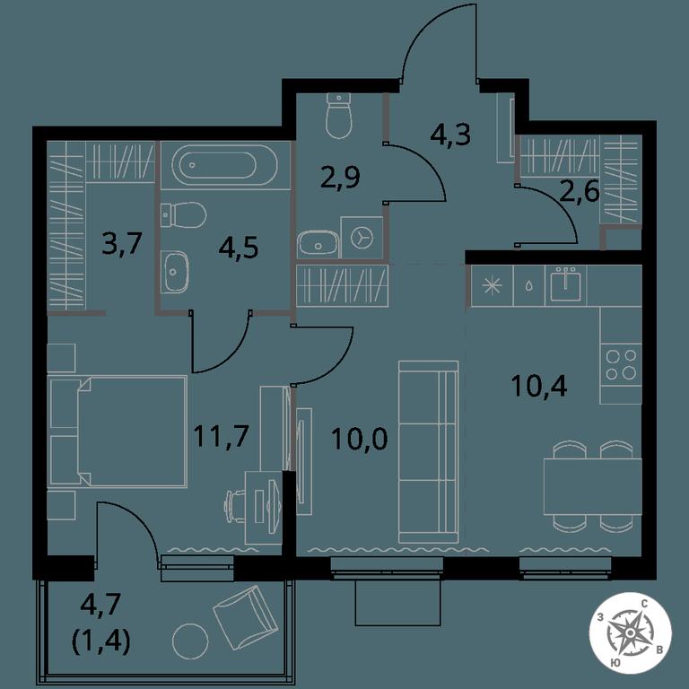 2-BD Apartment Sale, 51.5平方米 at 1 Izmajlovskij, Montazhnaya Street, 8с13, Moscow, Russia #1 2-BD Apartment Sale, 51.5平方米 at 1 Izmajlovskij, Montazhnaya Street, 8с13, Moscow, Russia #1