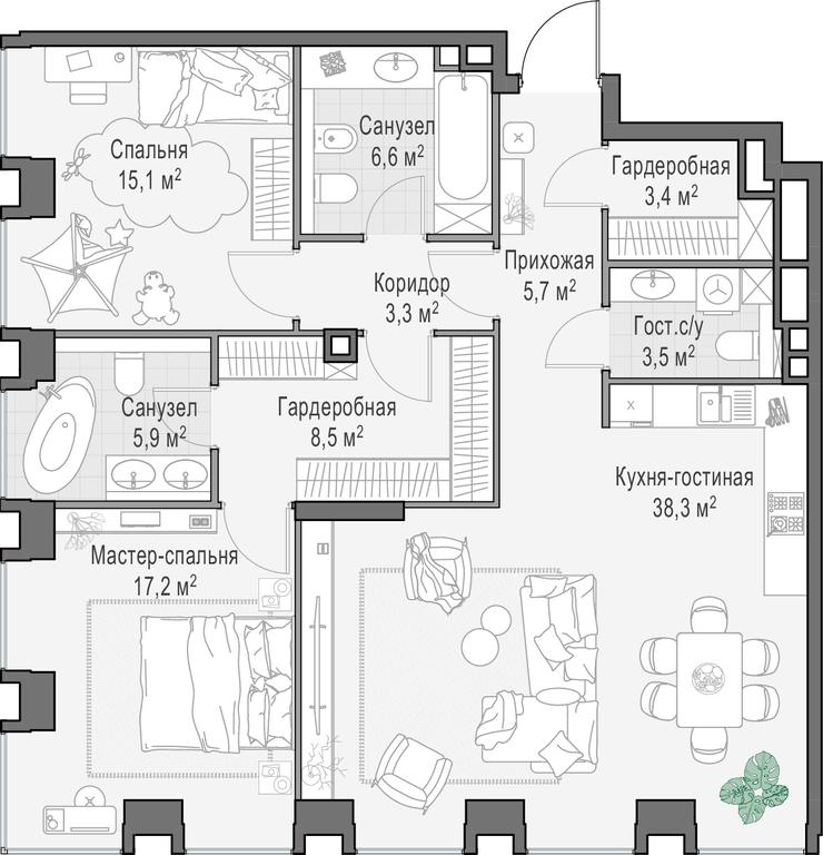 2-BD Apartment Sale, 108.2平方米 at Life Time, Sergeya Makeyeva Street, вл11/9с1-10, Moscow, Russia #1 2-BD Apartment Sale, 108.2平方米 at Life Time, Sergeya Makeyeva Street, вл11/9с1-10, Moscow, Russia #1