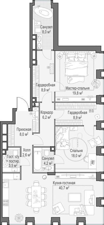 1-BD Apartment Sale, 129.9 sq. m. at Life Time, Sergeya Makeyeva Street, вл11/9с1-10, Moscow, Russia #1 1-BD Apartment Sale, 129.9 sq. m. at Life Time, Sergeya Makeyeva Street, вл11/9с1-10, Moscow, Russia #1