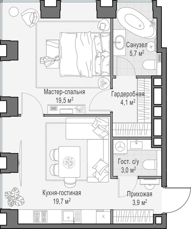 1-BD Apartment Sale, 56.2 sq. m. at Life Time, Sergeya Makeyeva Street, вл11/9с1-10, Moscow, Russia #1 1-BD Apartment Sale, 56.2 sq. m. at Life Time, Sergeya Makeyeva Street, вл11/9с1-10, Moscow, Russia #1