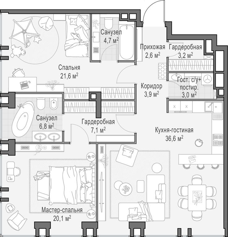 2-BD Apartment Sale, 109.8 sq. m. at Life Time, Sergeya Makeyeva Street, вл11/9с1-10, Moscow, Russia #1 2-BD Apartment Sale, 109.8 sq. m. at Life Time, Sergeya Makeyeva Street, вл11/9с1-10, Moscow, Russia #1