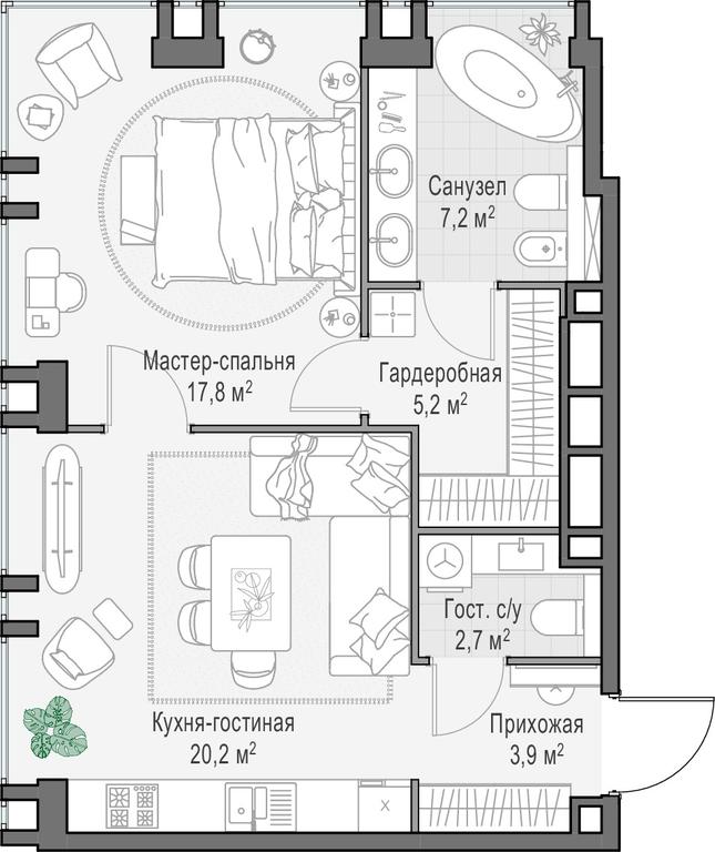 1-BD Apartment Sale, 57.4 sq. m. at Life Time, Sergeya Makeyeva Street, вл11/9с1-10, Moscow, Russia #1