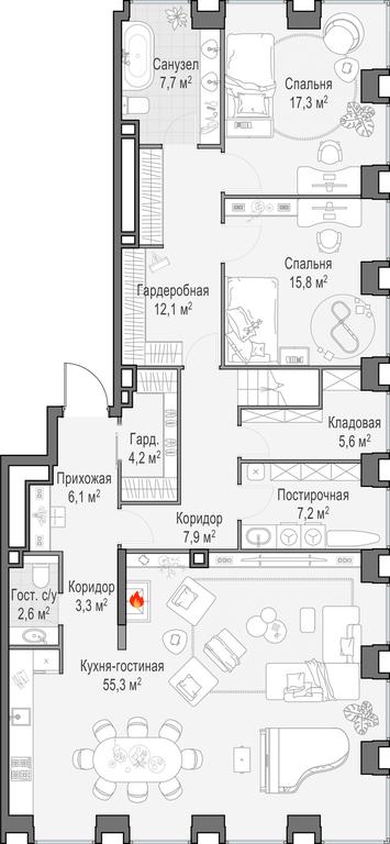 5-BD Apartment Sale, 298.3平方米 at Life Time, Sergeya Makeyeva Street, вл11/9с1-10, Moscow, Russia #1