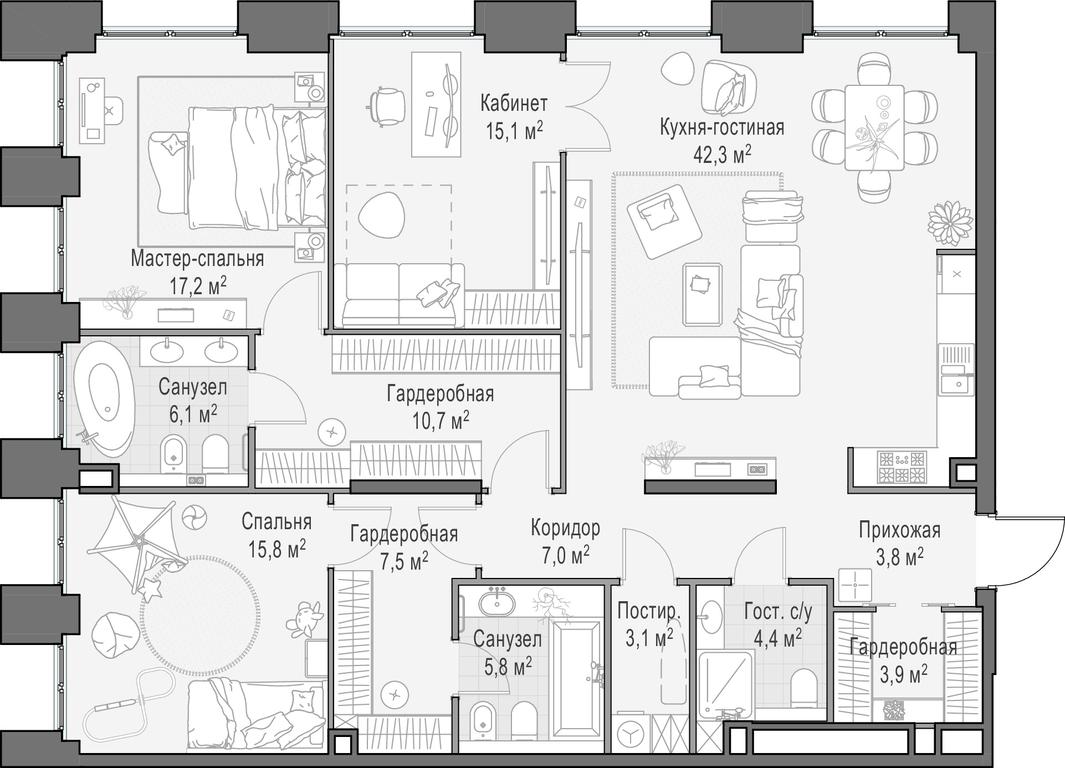 2-BD Apartment Sale, 143.7 sq. m. at Life Time, Sergeya Makeyeva Street, вл11/9с1-10, Moscow, Russia #1