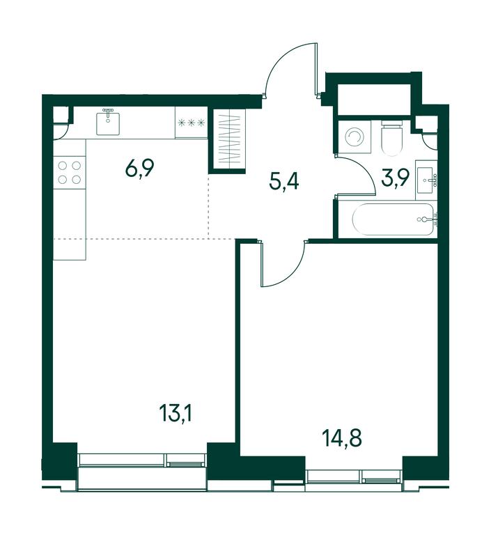 1-BD Apartment Sale, 44.1平方米 at Primavera, Volokolamskoye Highway, вл67, Moscow, Russia #1
