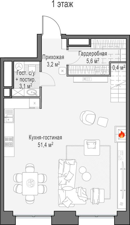 1-BD Apartment Sale, 128.4 sq. m. at Life Time, Sergeya Makeyeva Street, вл11/9с1-10, Moscow, Russia #1