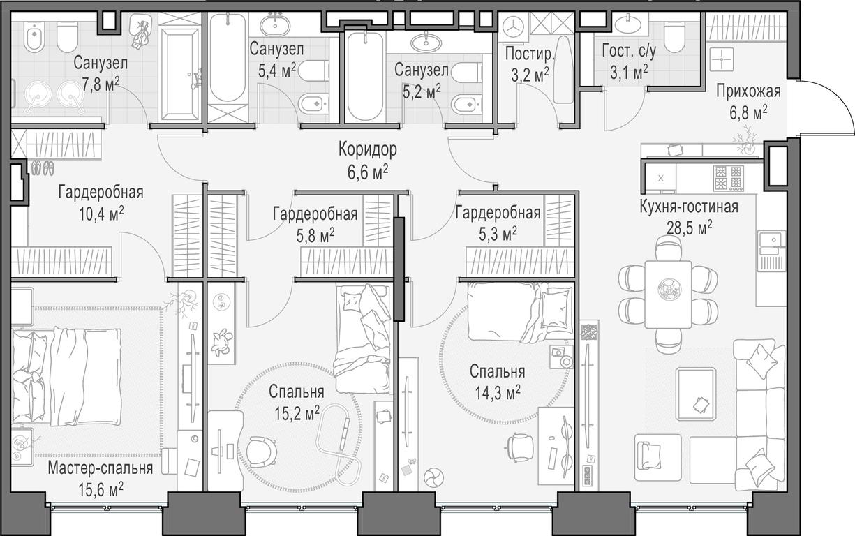 2-BD Apartment Sale, 134.8 sq. m. at Life Time, Sergeya Makeyeva Street, вл11/9с1-10, Moscow, Russia #1