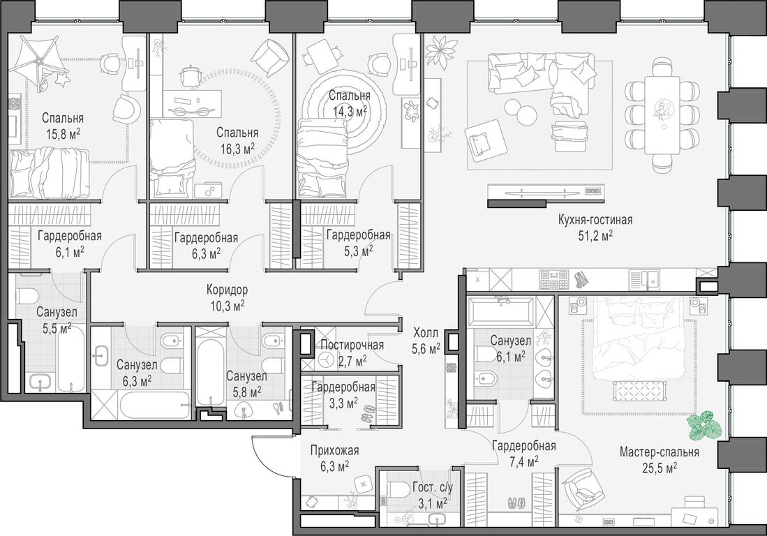 4-BD Apartment Sale, 204.7 sq. m. at Life Time, Sergeya Makeyeva Street, вл11/9с1-10, Moscow, Russia #1