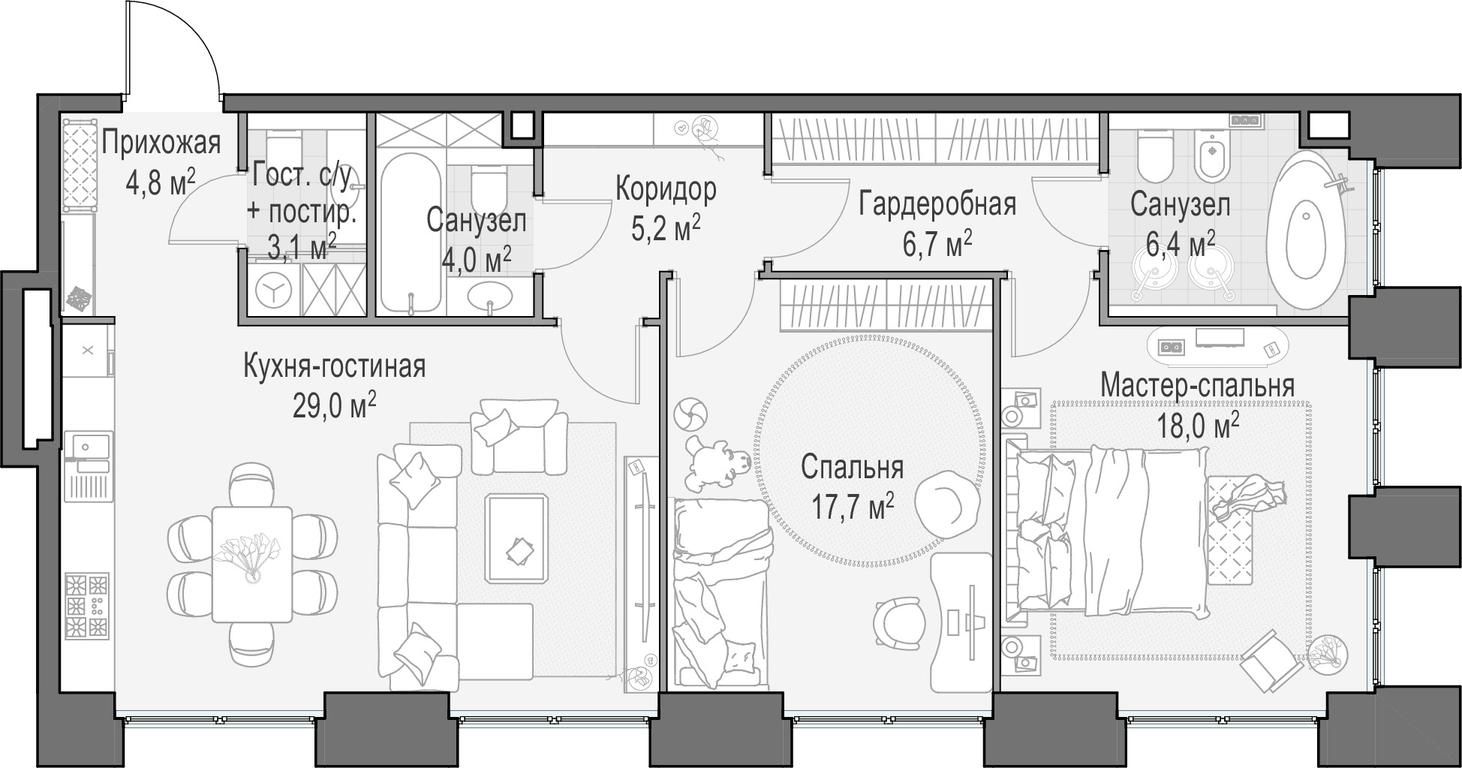 3-BD Apartment Sale, 95.6 sq. m. at Life Time, Sergeya Makeyeva Street, вл11/9с1-10, Moscow, Russia #1 3-BD Apartment Sale, 95.6 sq. m. at Life Time, Sergeya Makeyeva Street, вл11/9с1-10, Moscow, Russia #1