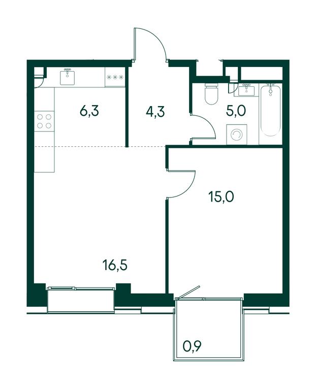 1-BD Apartment Sale, 48 sq. m. at Primavera, Volokolamskoye Highway, вл67, Moscow, Russia #1