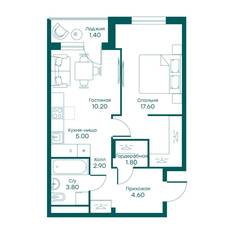 1-BD Apartment Sale, 45.5平方米 at Ravnovesie, zhiloy kompleks Ravnovesiye, selo Perkhushkovo, Odintsovskiy City District, Moscow Region, Russia #1 1-BD Apartment Sale, 45.5平方米 at Ravnovesie, zhiloy kompleks Ravnovesiye, selo Perkhushkovo, Odintsovskiy City District, Moscow Region, Russia #1