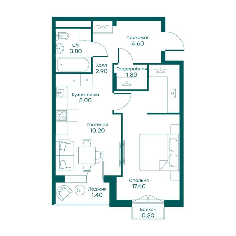 1-BD Apartment Sale, 45.5平方米 at Ravnovesie, zhiloy kompleks Ravnovesiye, selo Perkhushkovo, Odintsovskiy City District, Moscow Region, Russia #1 1-BD Apartment Sale, 45.5平方米 at Ravnovesie, zhiloy kompleks Ravnovesiye, selo Perkhushkovo, Odintsovskiy City District, Moscow Region, Russia #1